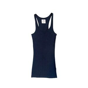 early 00s hollister navy blue ribbed tank top t-shirt size medium